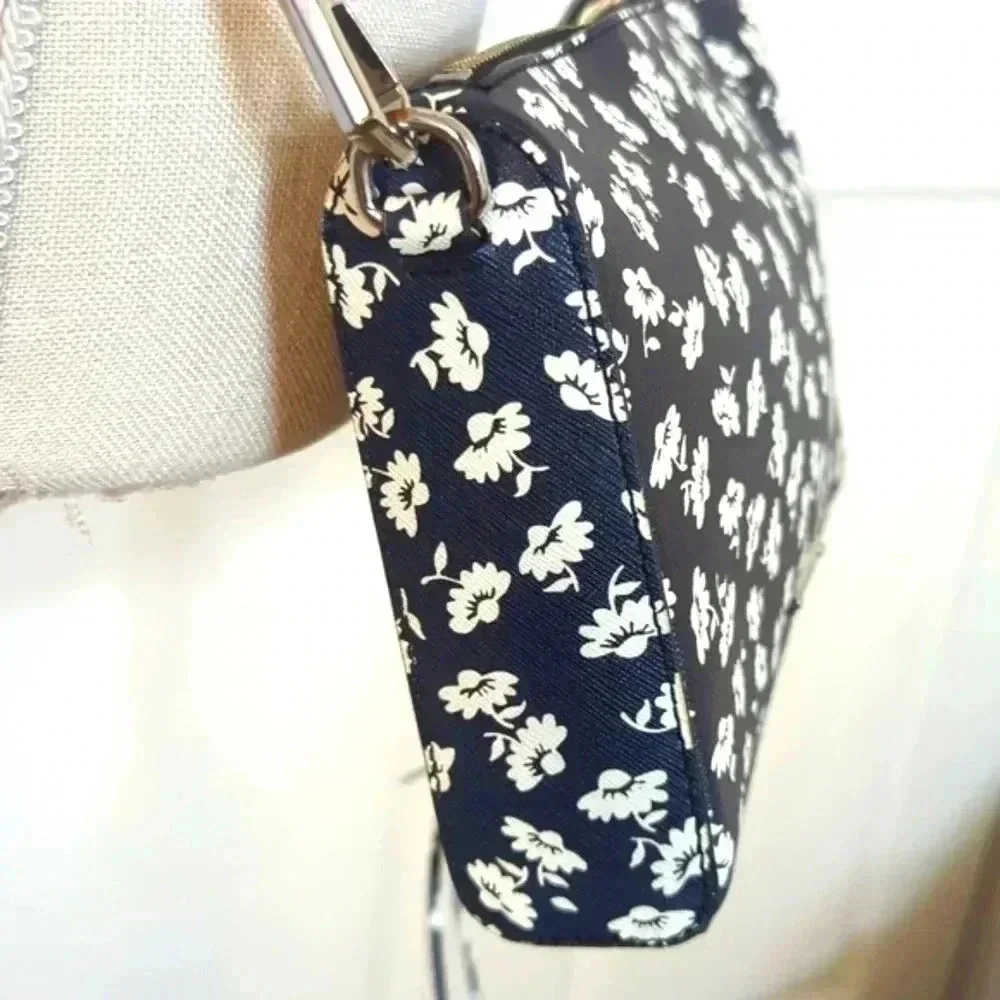 Rebecca Minkoff Avert Crossbody Saffiano Leather Black & White Floral Handbag